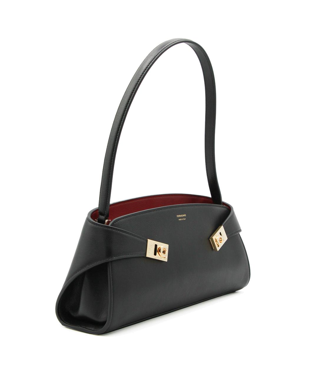 FERRAGAMO Черная кожаная сумка тоут, фото 2
