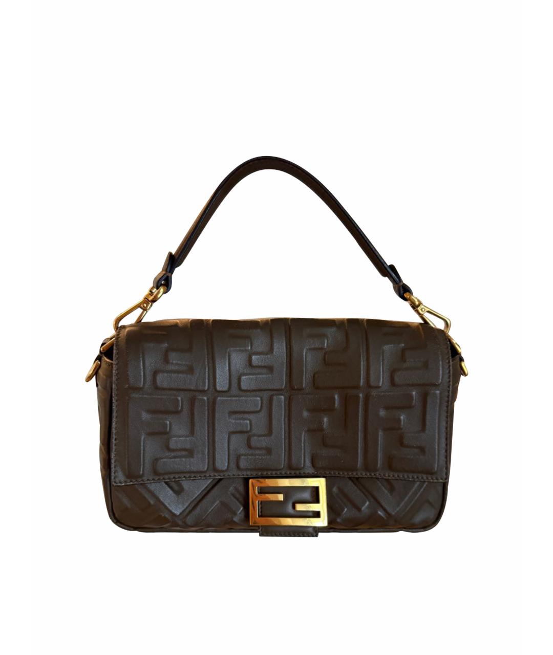 FENDI Коричневая кожаная сумка через плечо, фото 1