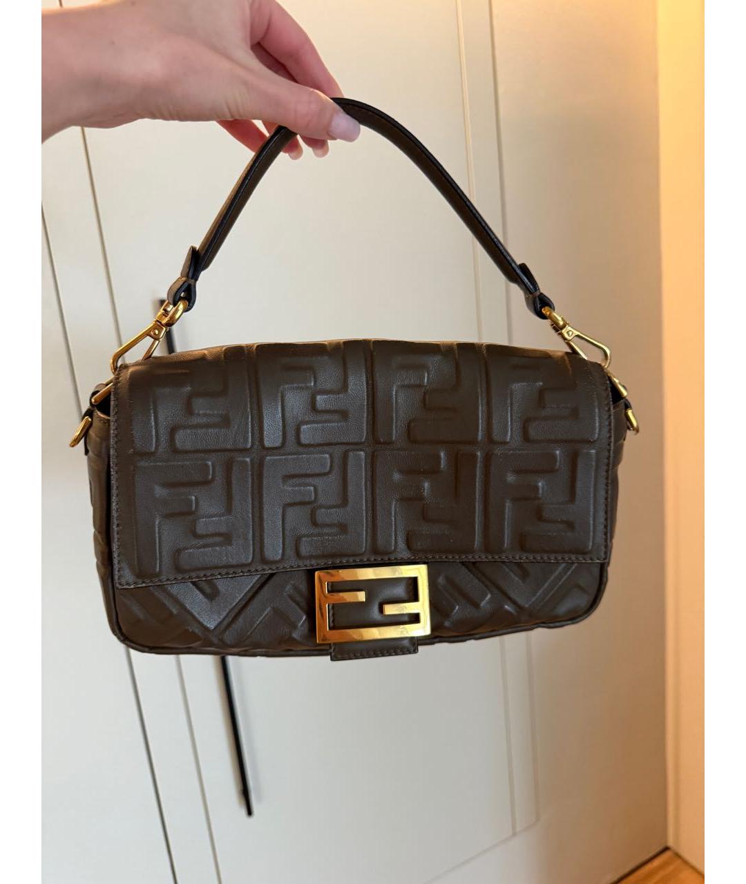 FENDI Коричневая кожаная сумка через плечо, фото 6