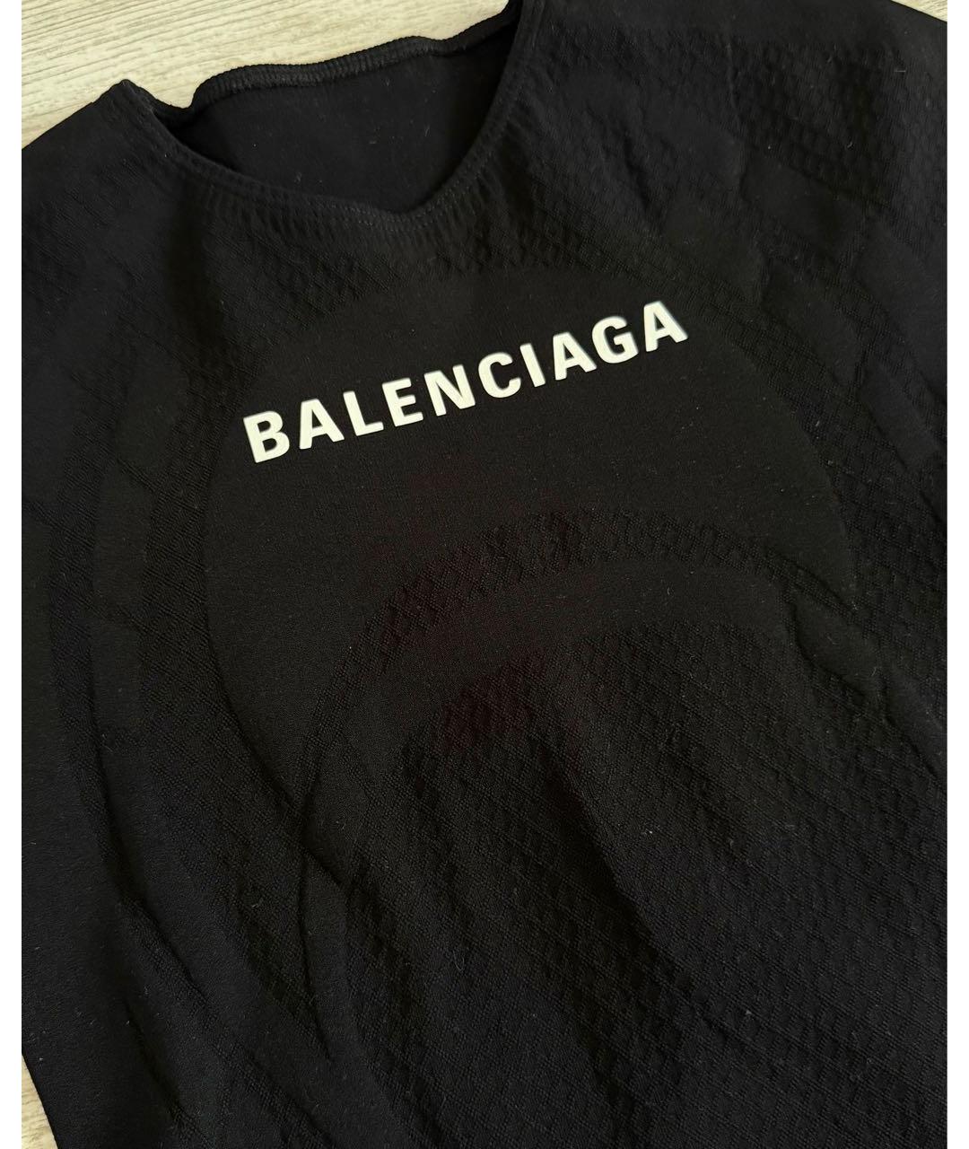 BALENCIAGA Черная полиамидовая футболка, фото 3