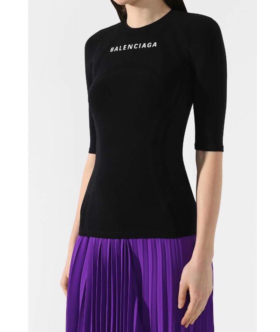 BALENCIAGA Черная полиамидовая футболка, фото 4