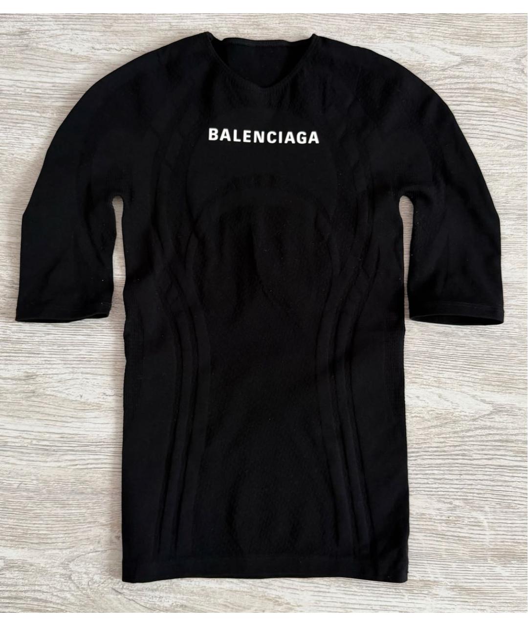 BALENCIAGA Черная полиамидовая футболка, фото 5