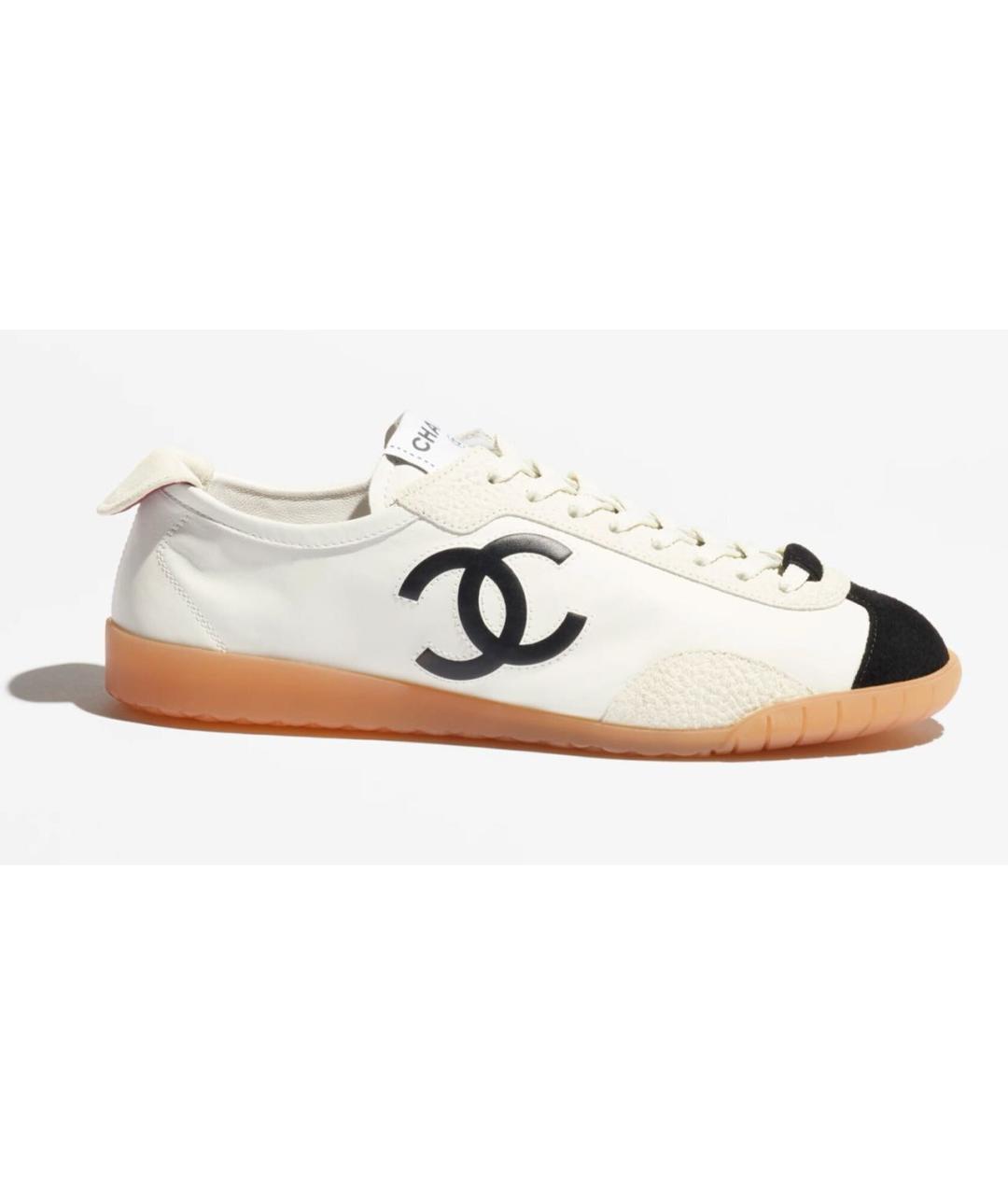 CHANEL Белые кожаные кроссовки, фото 4