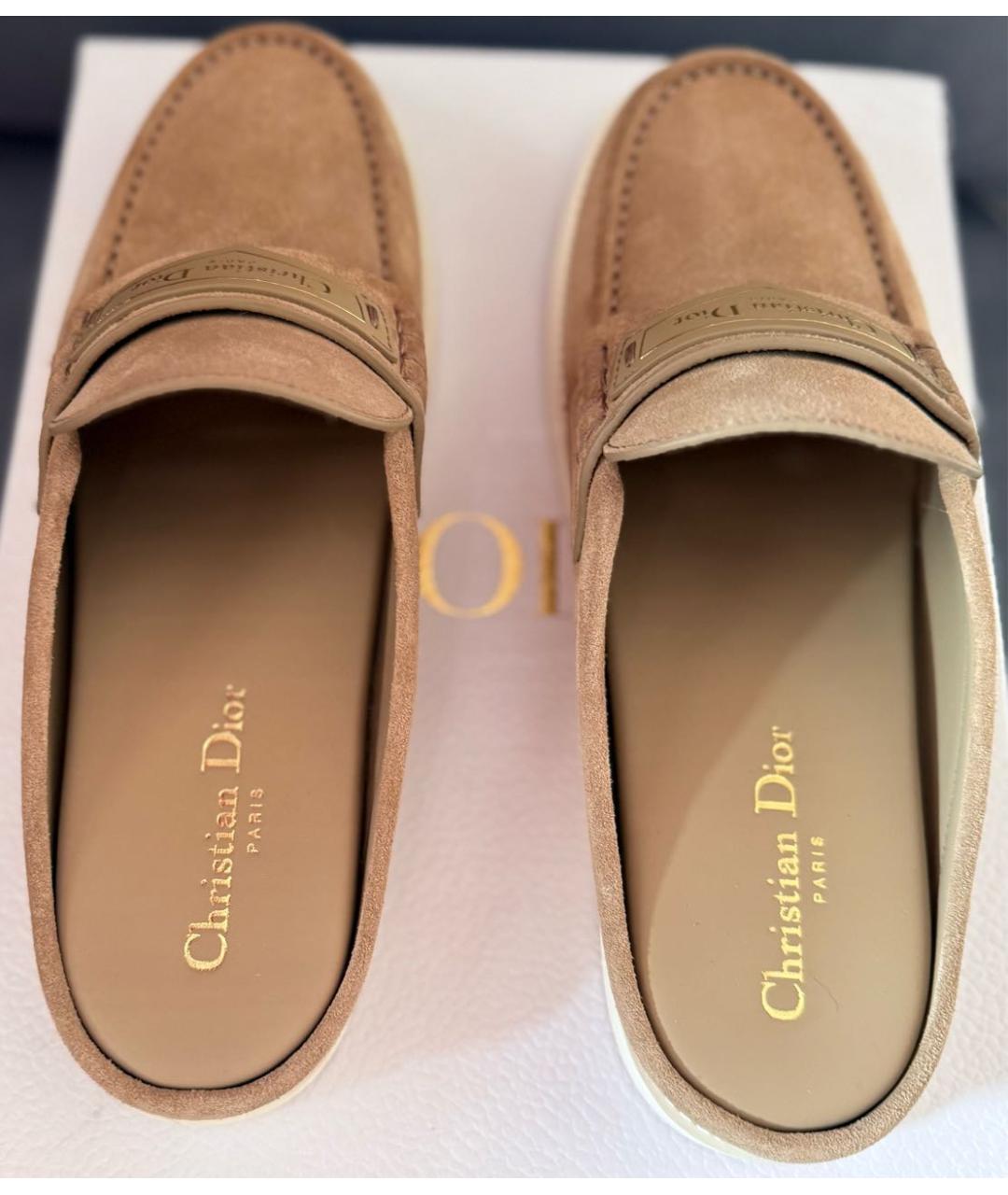 CHRISTIAN DIOR Бежевые замшевые мюли, фото 3