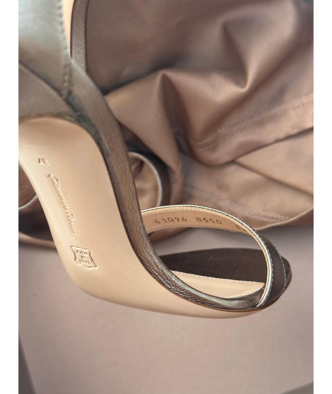 GIANVITO ROSSI Золотые кожаные босоножки, фото 5