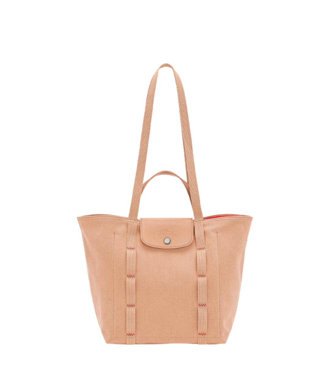 LONGCHAMP Бежевая хлопковая сумка тоут, фото 1