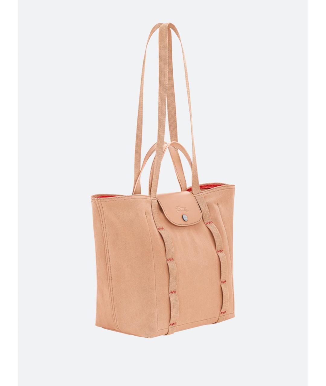 LONGCHAMP Бежевая хлопковая сумка тоут, фото 3