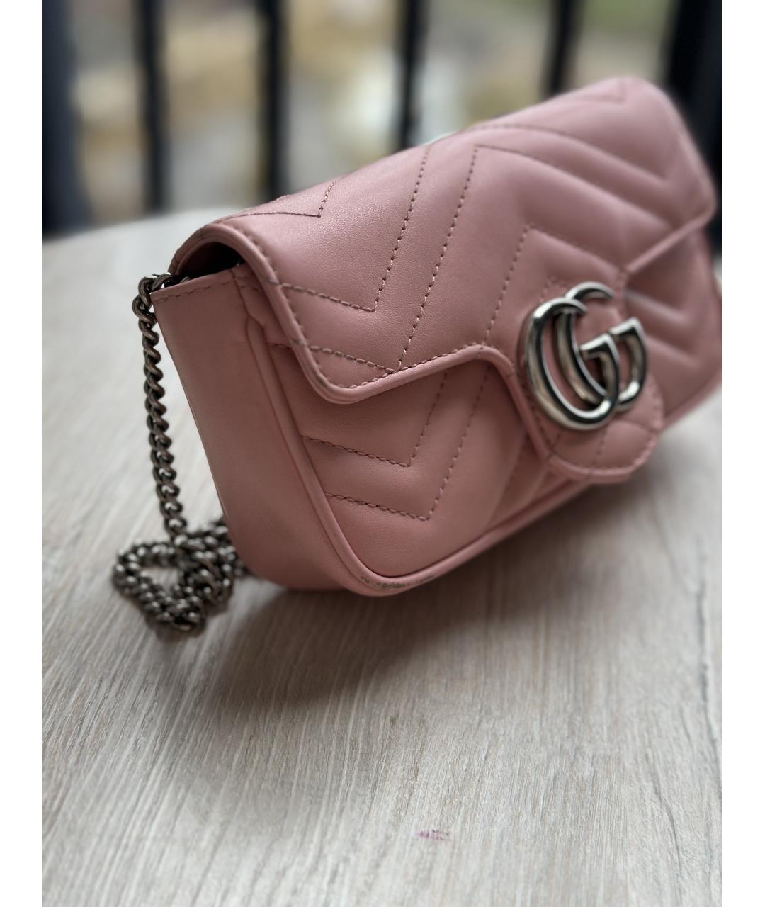GUCCI Розовая кожаная сумка через плечо, фото 2