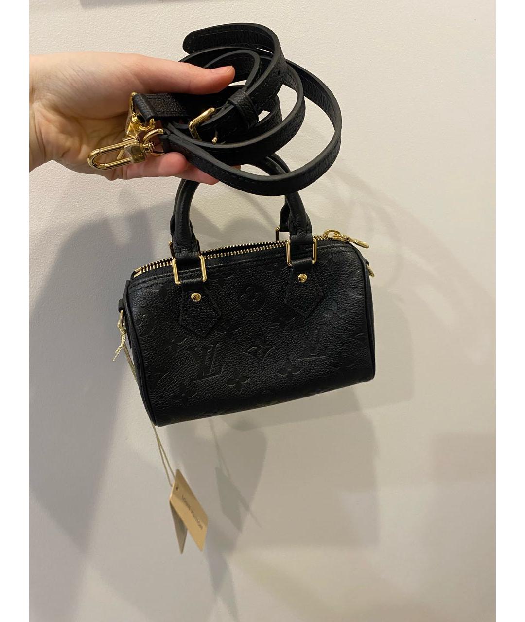LOUIS VUITTON Черная кожаная сумка с короткими ручками, фото 6