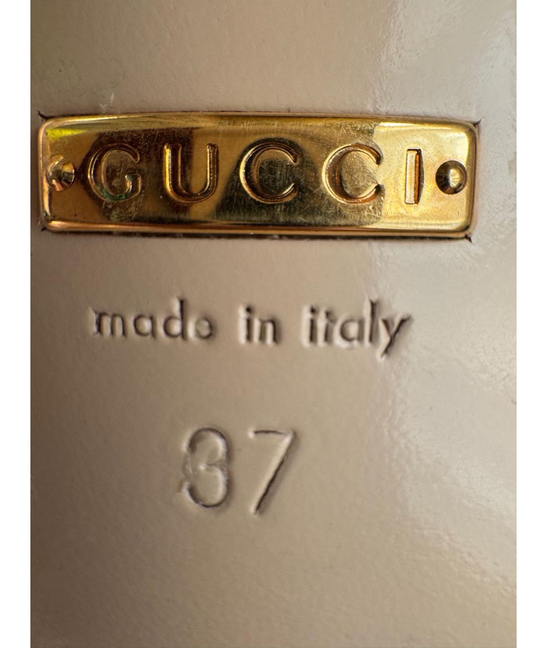 GUCCI Золотые кожаные туфли, фото 6