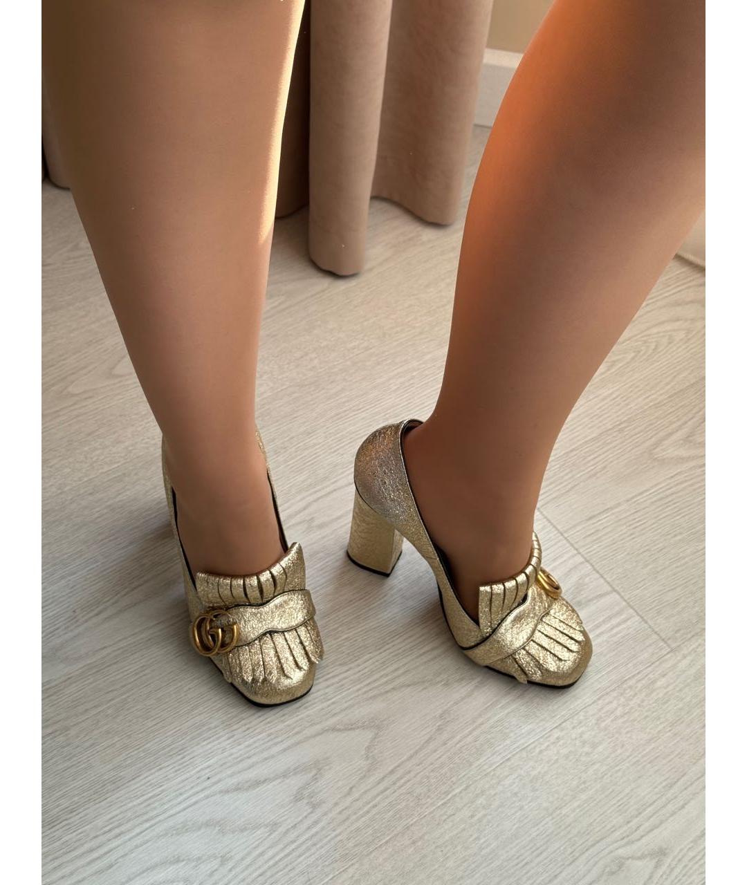 GUCCI Золотые кожаные туфли, фото 7
