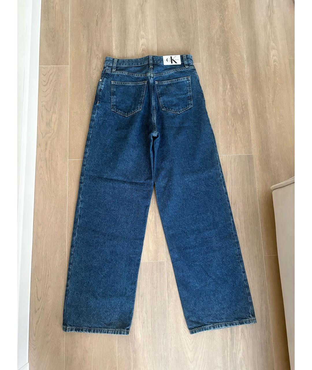 CALVIN KLEIN Синие хлопковые прямые джинсы, фото 2