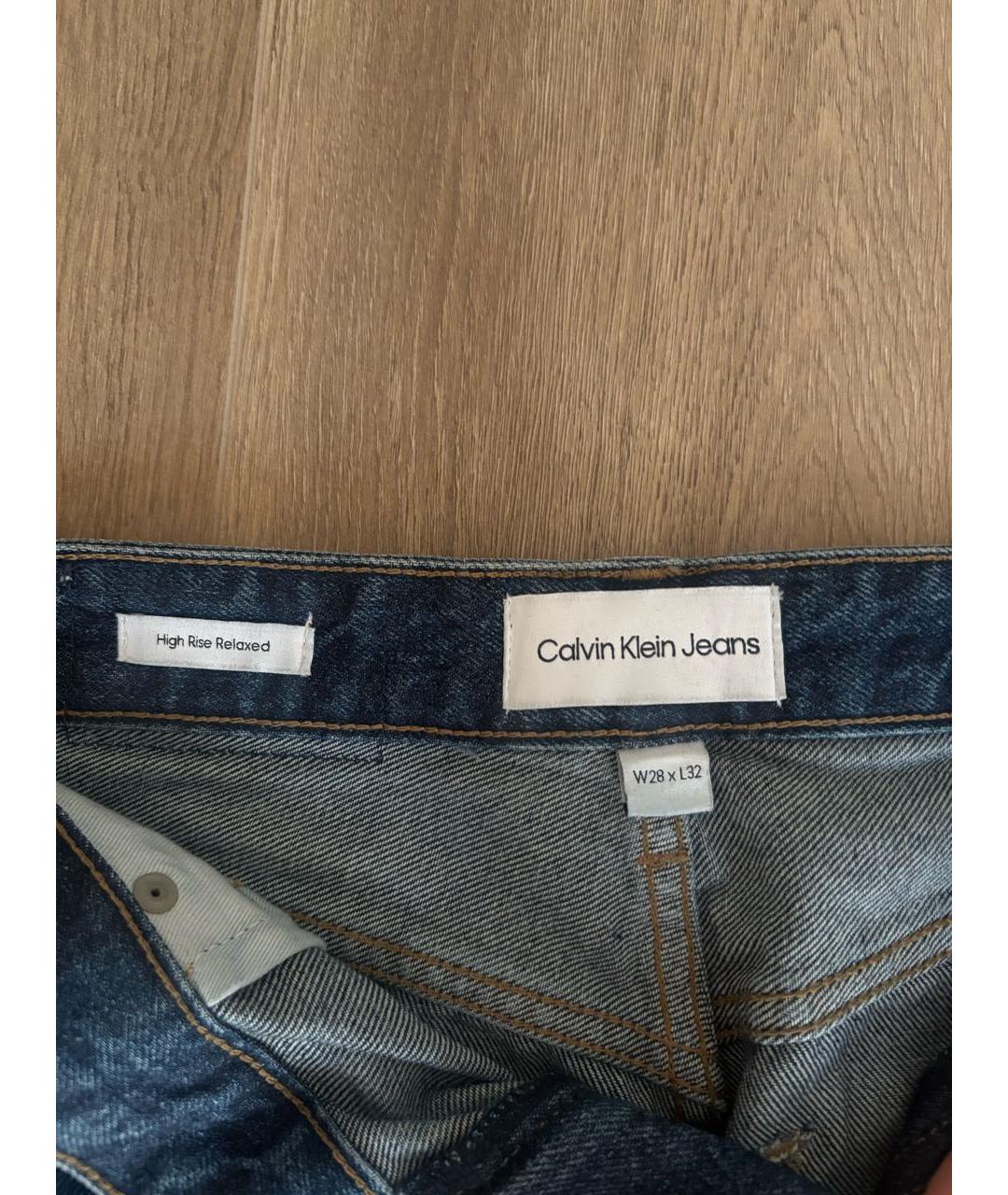 CALVIN KLEIN Синие хлопковые прямые джинсы, фото 3