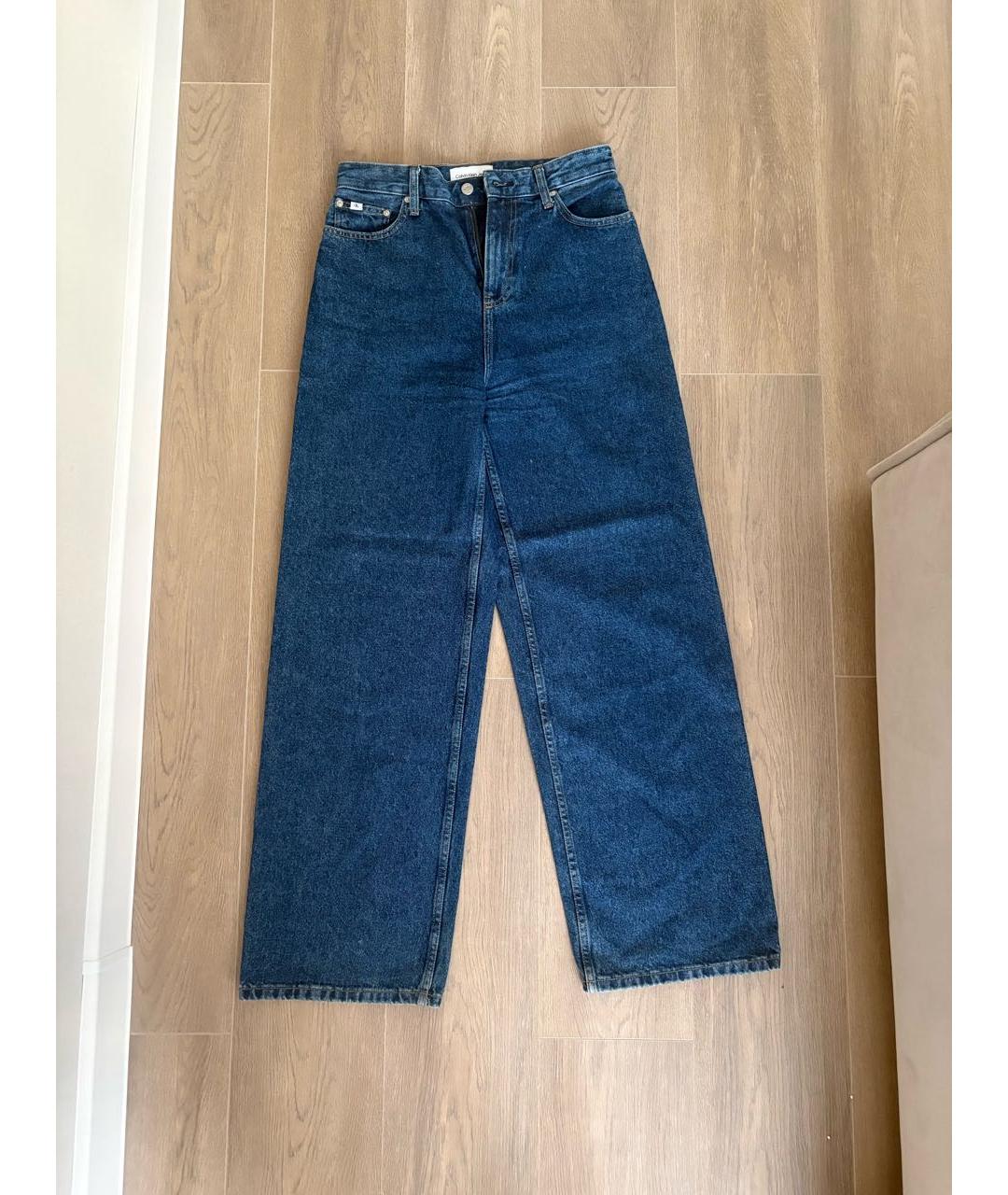 CALVIN KLEIN Синие хлопковые прямые джинсы, фото 5