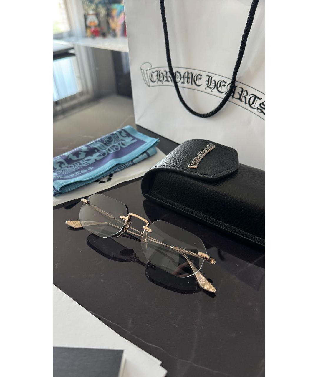 CHROME HEARTS Золотые металлические солнцезащитные очки, фото 4