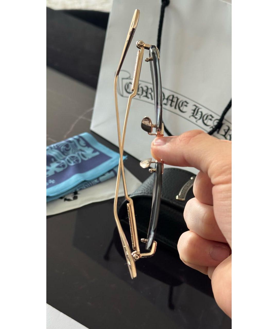 CHROME HEARTS Золотые металлические солнцезащитные очки, фото 3