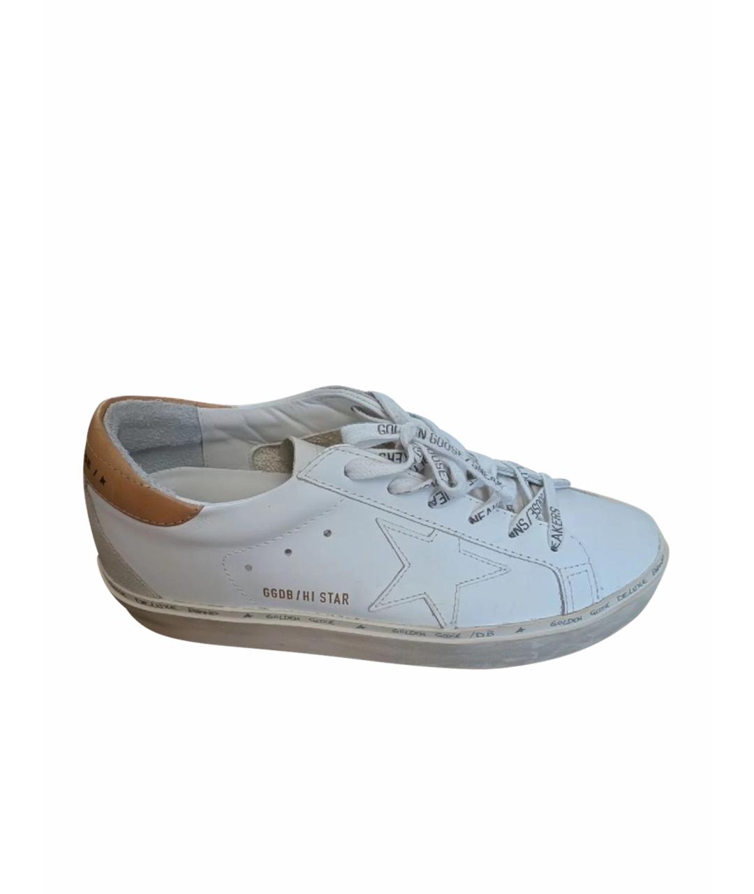 GOLDEN GOOSE Белые кожаные кеды, фото 1