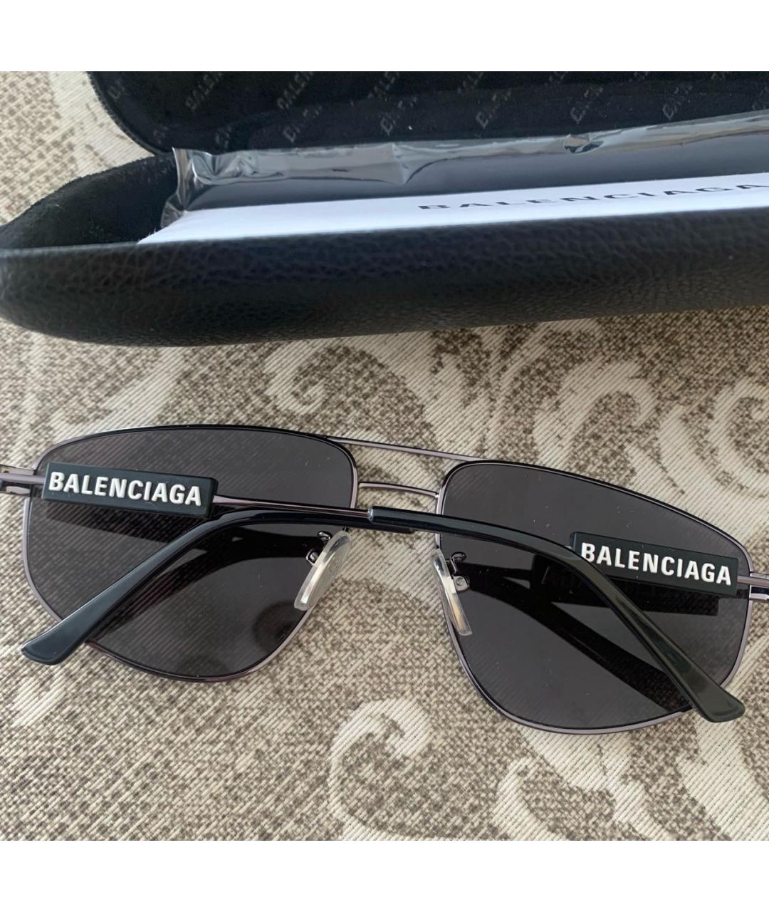 BALENCIAGA Черные металлические солнцезащитные очки, фото 2