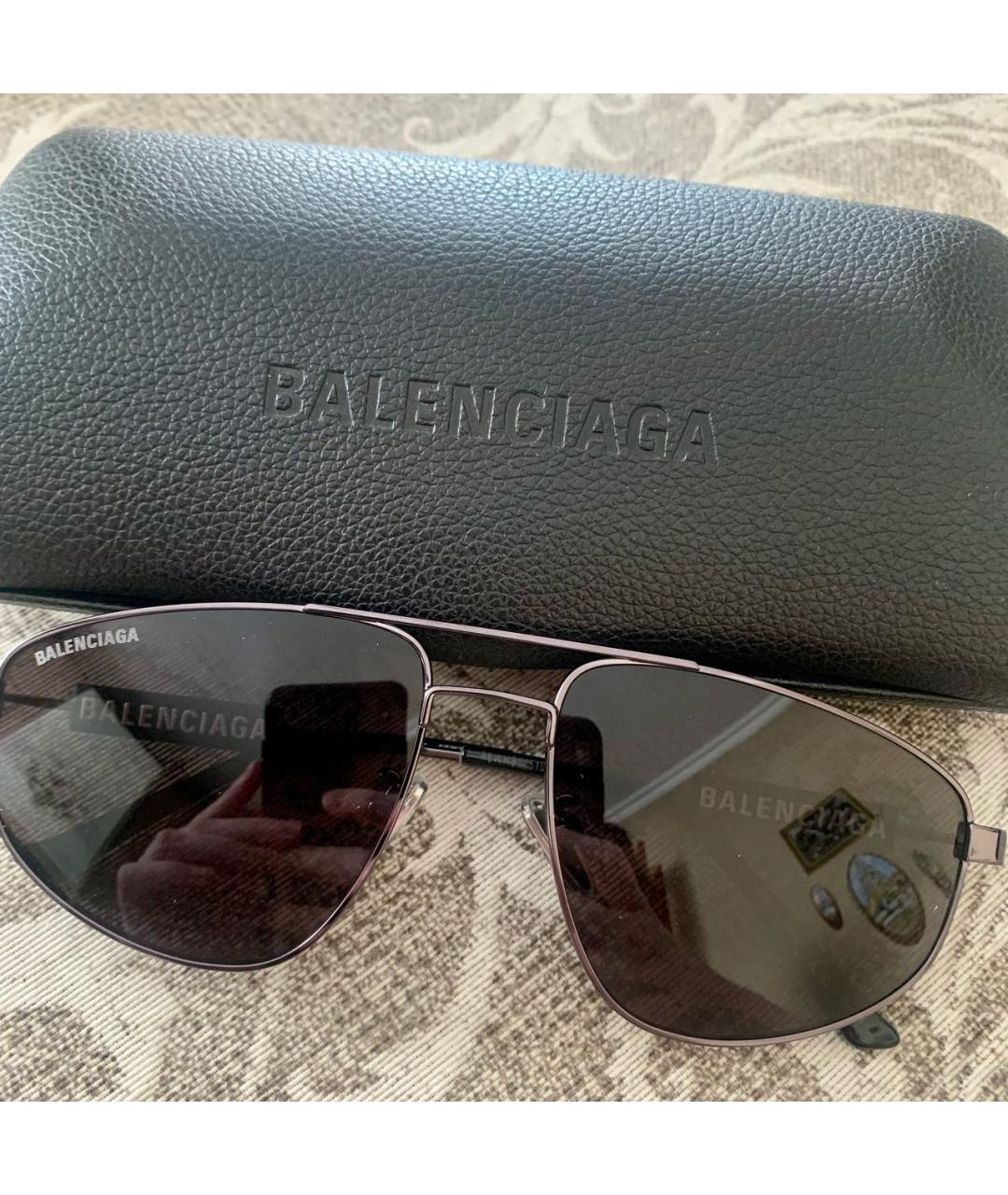 BALENCIAGA Черные металлические солнцезащитные очки, фото 3