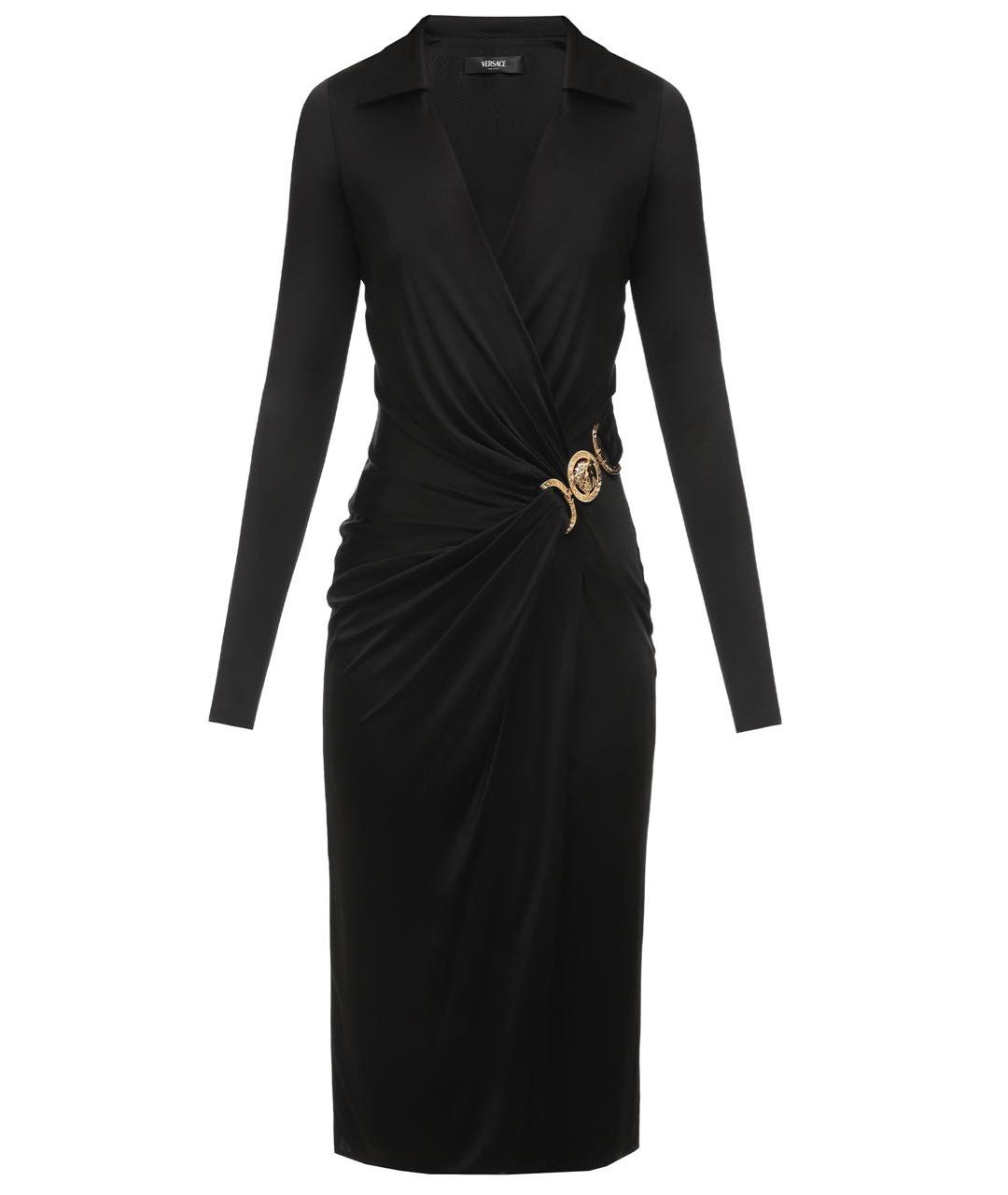 VERSACE Черное вискозное коктейльное платье, фото 8