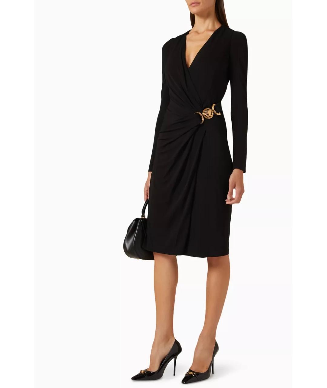 VERSACE Черное вискозное коктейльное платье, фото 4