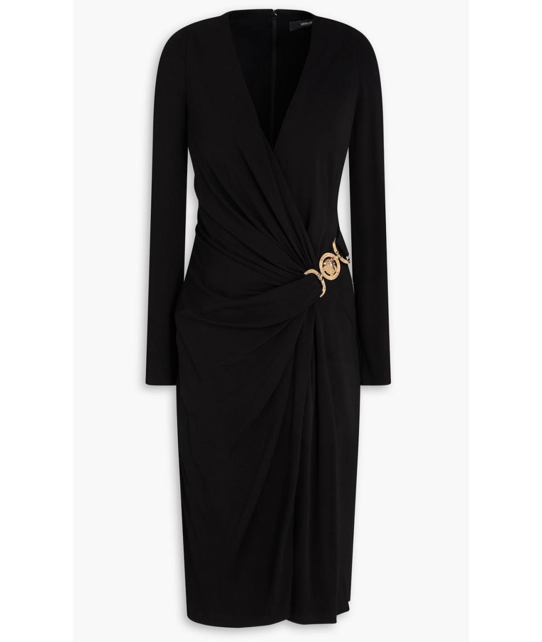 VERSACE Черное вискозное коктейльное платье, фото 6