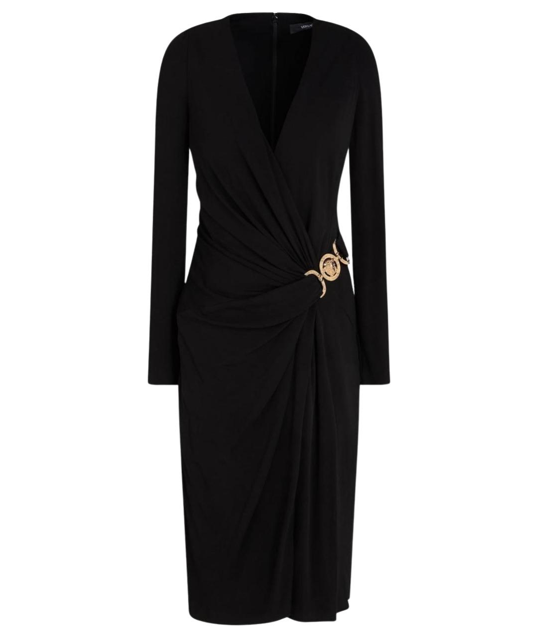 VERSACE Черное вискозное коктейльное платье, фото 1