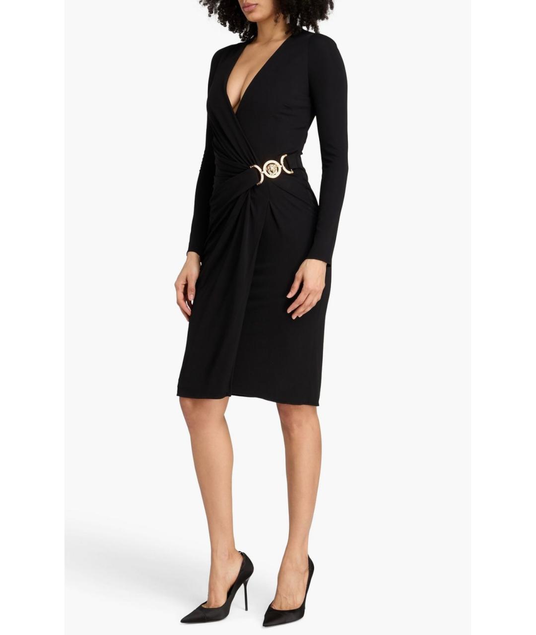 VERSACE Черное вискозное коктейльное платье, фото 2