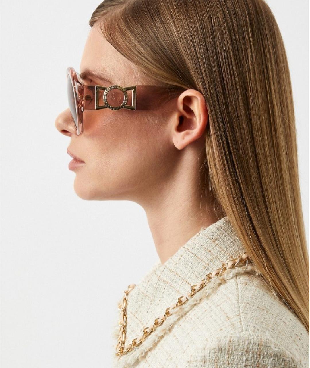 VERSACE Розовые пластиковые солнцезащитные очки, фото 4