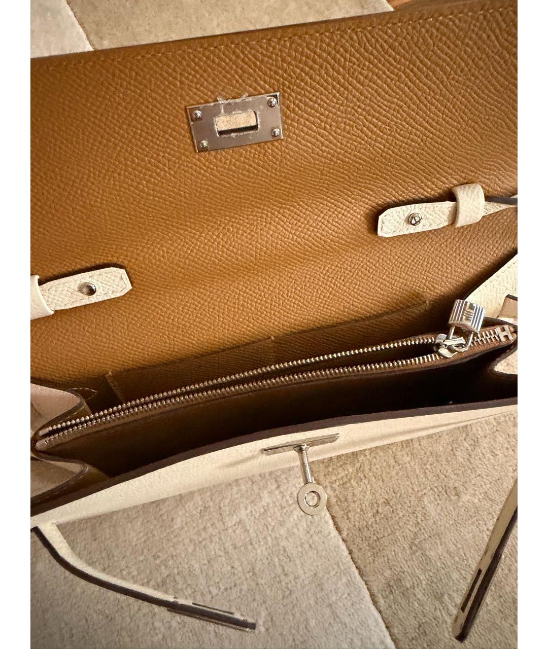 HERMES Бежевая кожаная сумка через плечо, фото 3