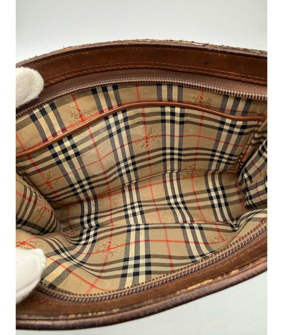 BURBERRY Коричневая кожаная барсетка, фото 7