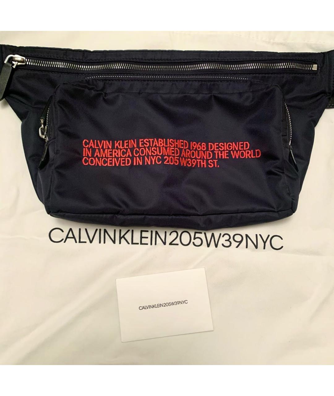 CALVIN KLEIN Темно-синяя синтетическая поясная сумка, фото 6