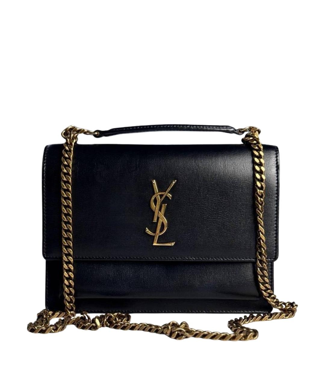 SAINT LAURENT Черная кожаная сумка через плечо, фото 1