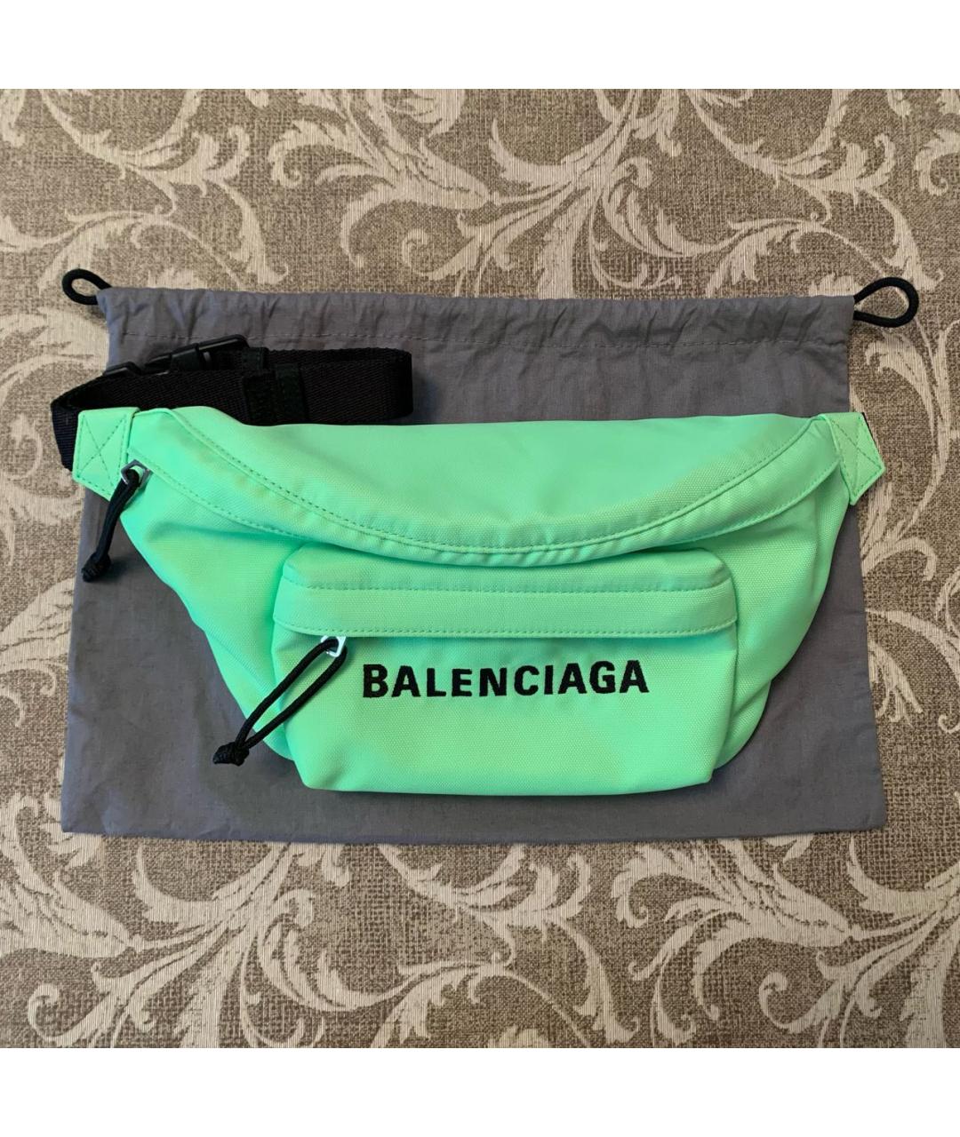 BALENCIAGA Салатовая синтетическая поясная сумка, фото 6