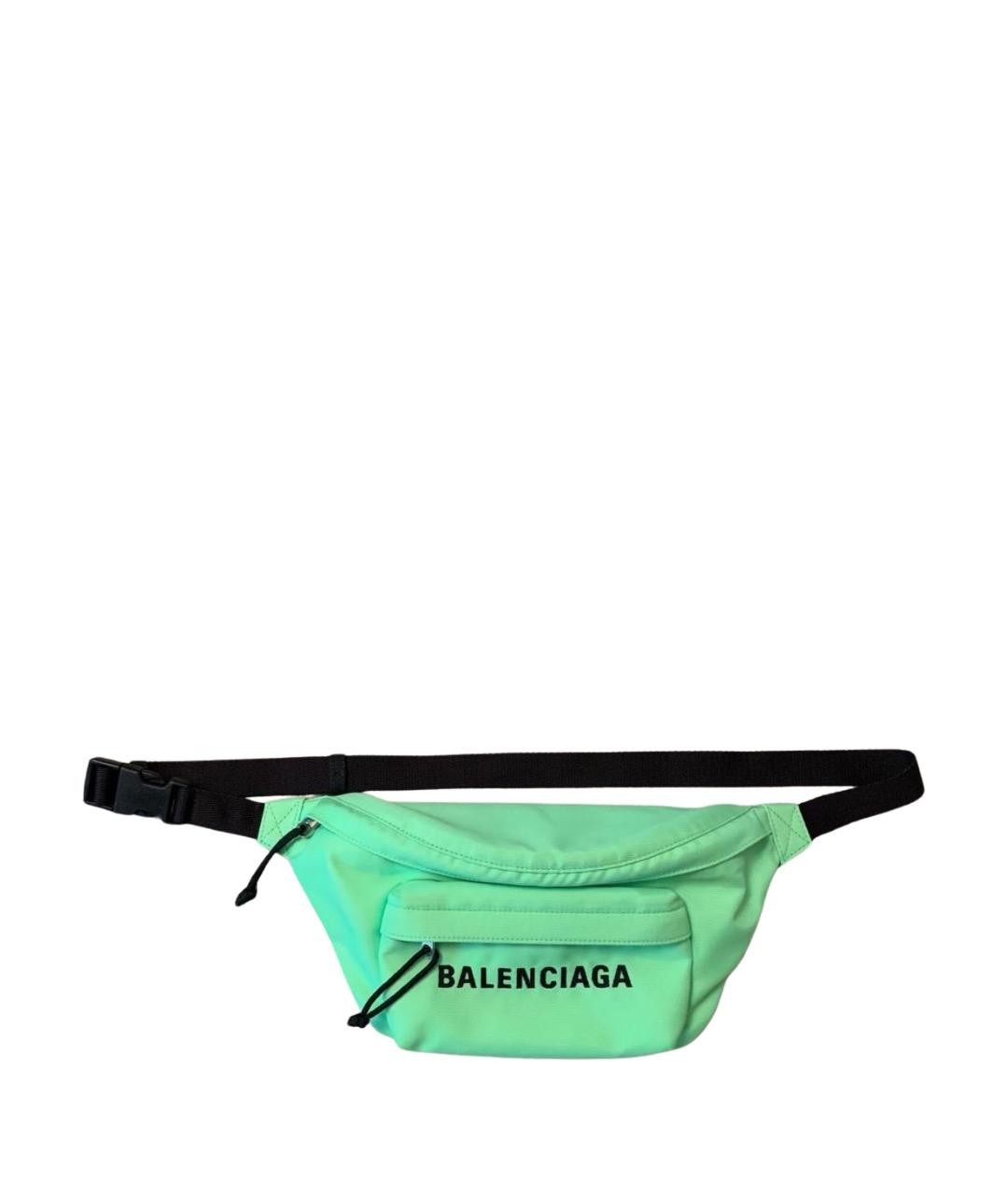 BALENCIAGA Салатовая синтетическая поясная сумка, фото 1