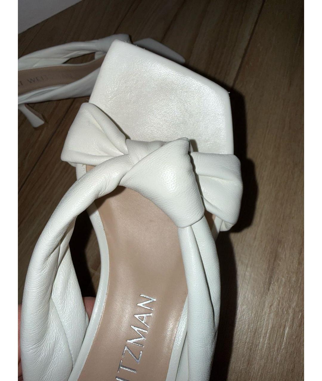 STUART WEITZMAN Белые кожаные сабо, фото 4
