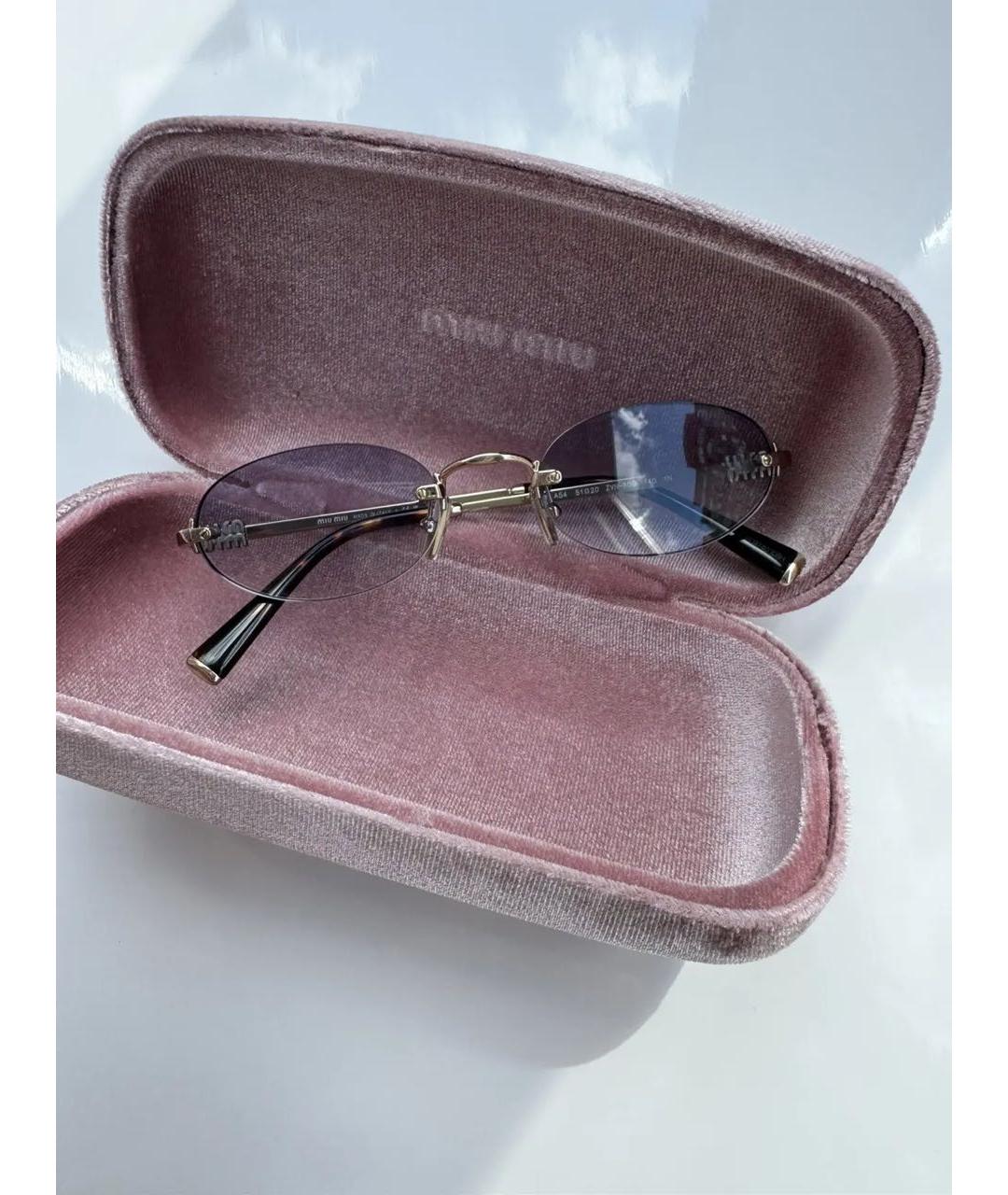 MIU MIU Золотые металлические солнцезащитные очки, фото 4