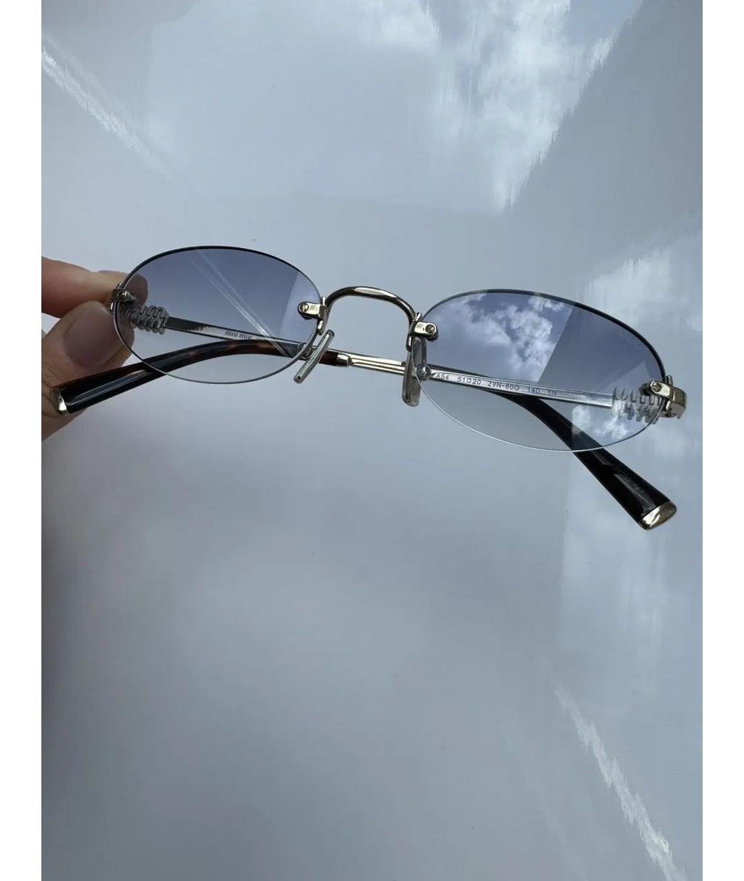 MIU MIU Золотые металлические солнцезащитные очки, фото 2