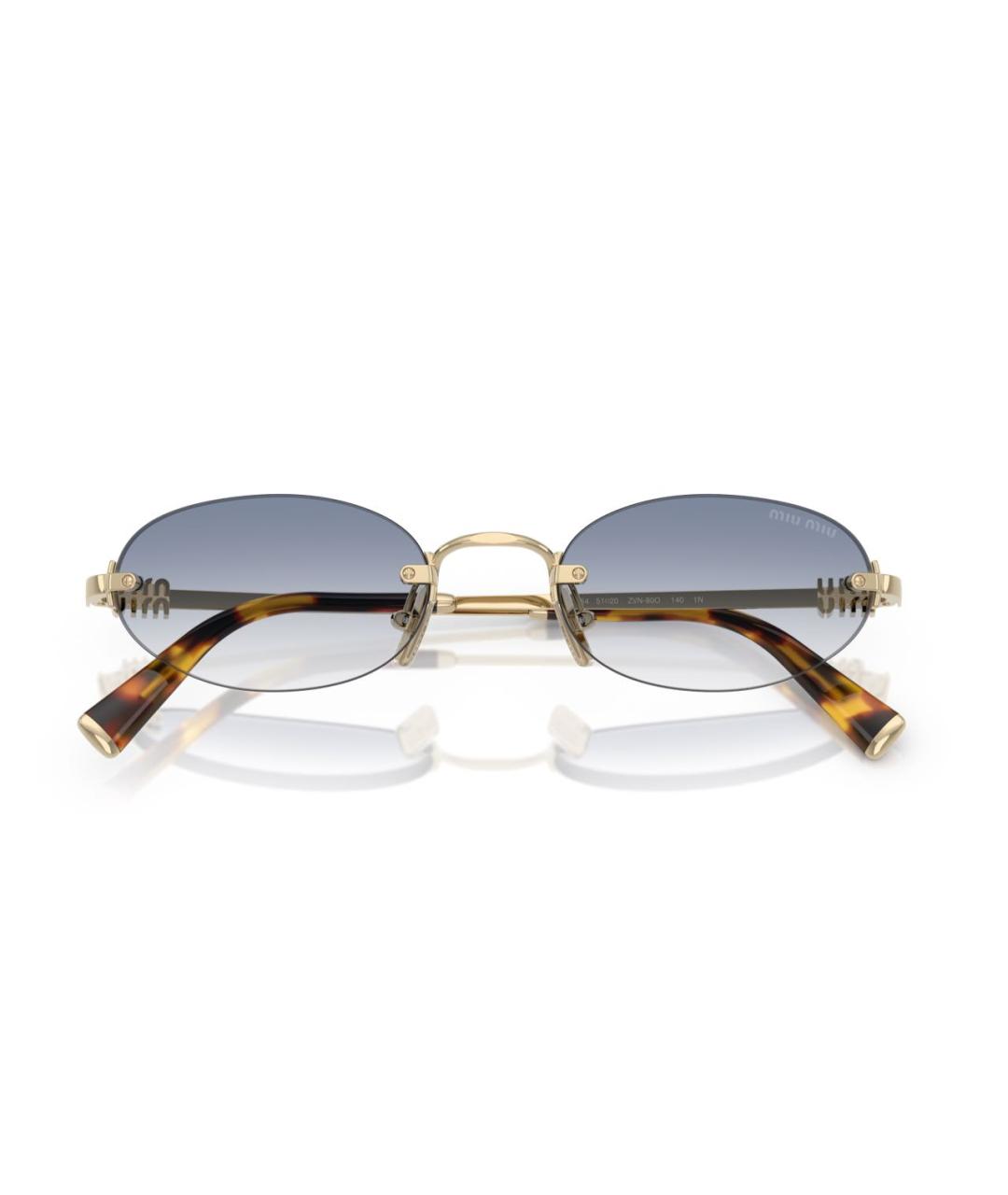 MIU MIU Золотые металлические солнцезащитные очки, фото 7