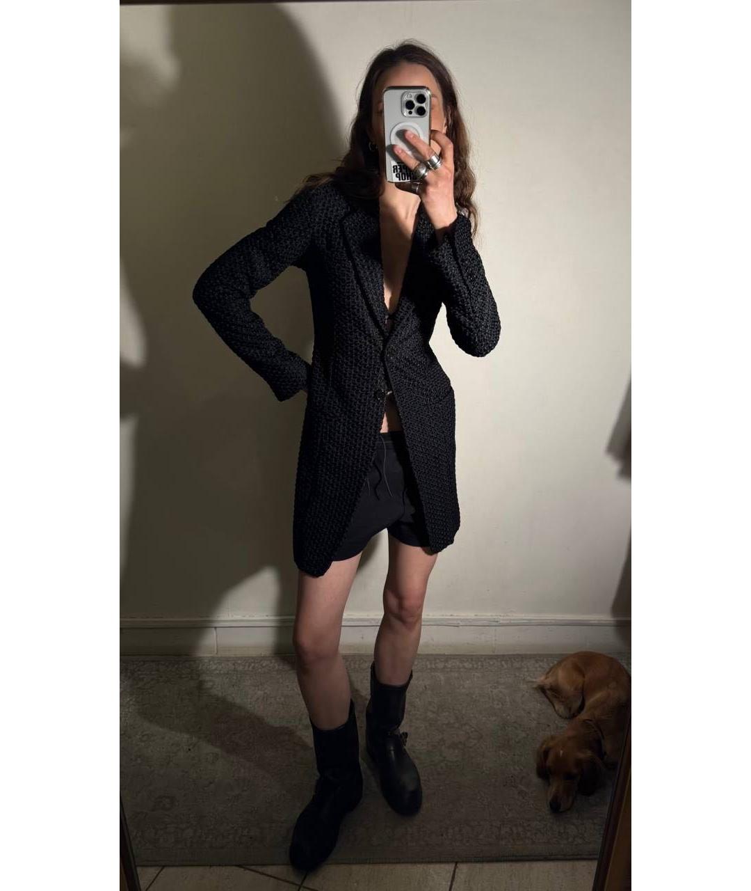 ANN DEMEULEMEESTER Черное хлопковое пальто, фото 6