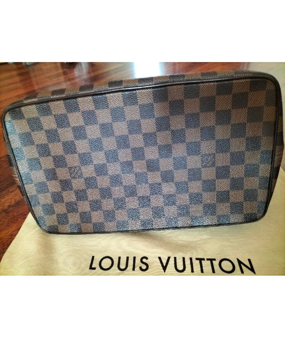 LOUIS VUITTON Коричневая кожаная сумка тоут, фото 3