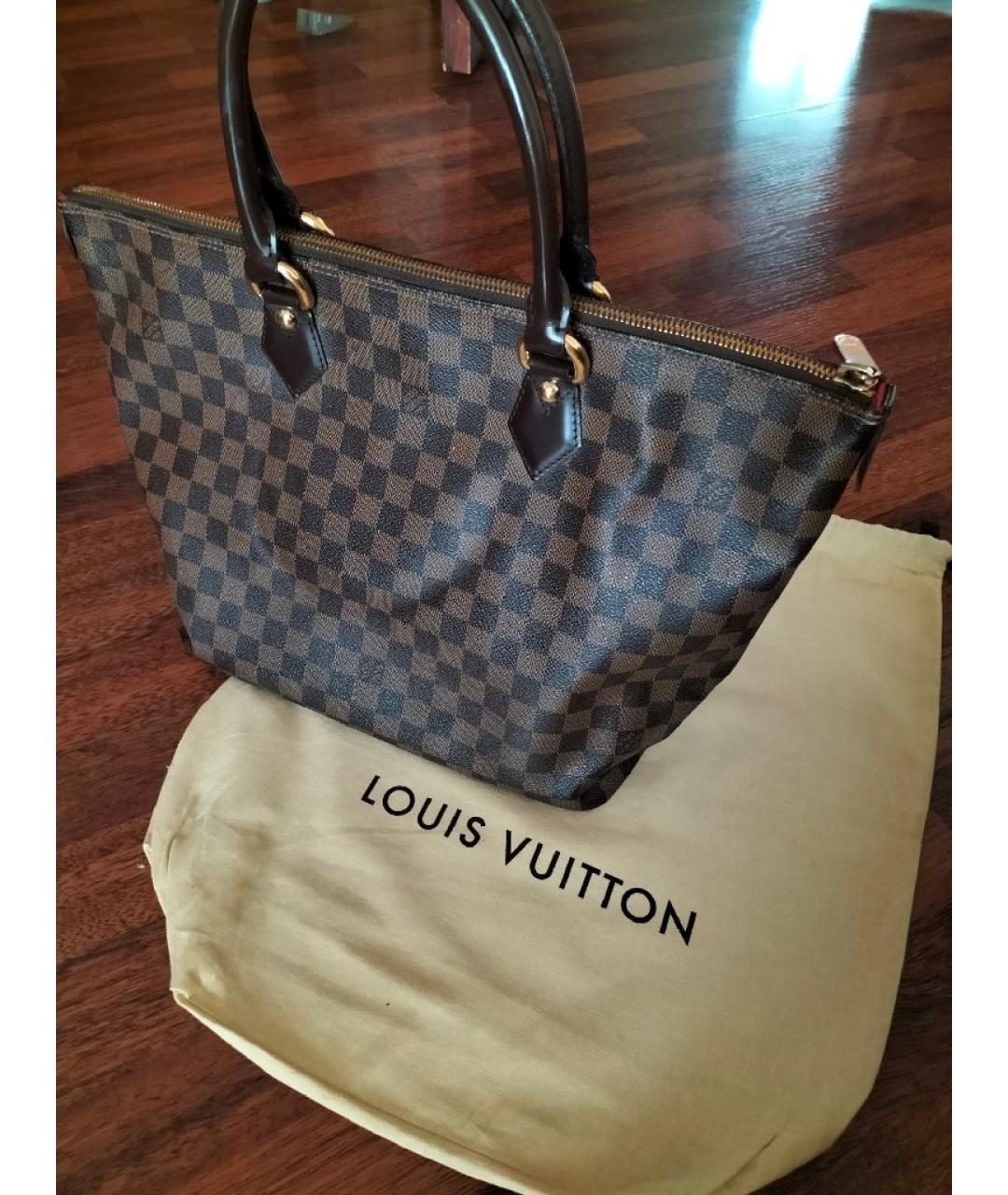 LOUIS VUITTON Коричневая кожаная сумка тоут, фото 6