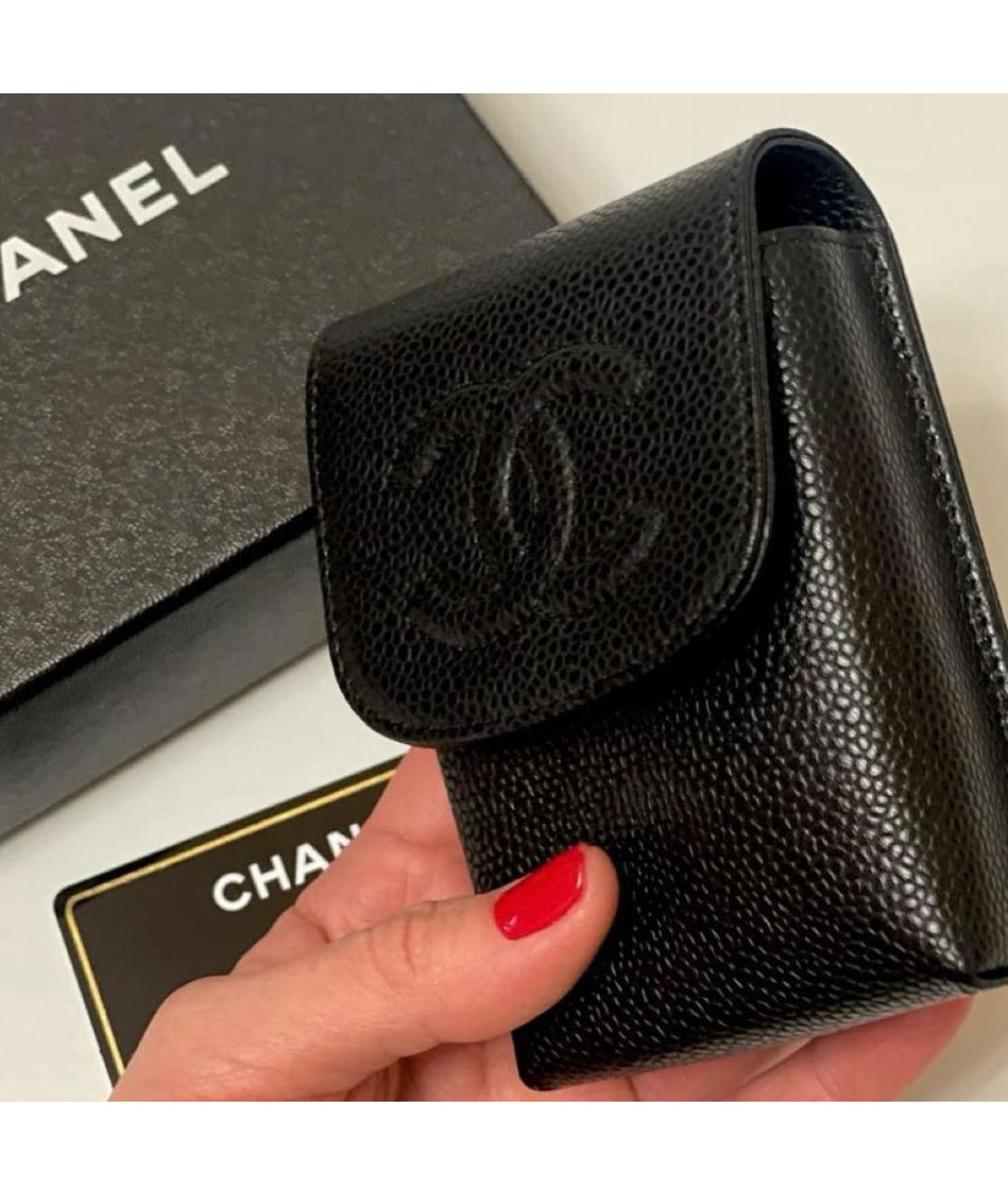 CHANEL Черный кожаный кошелек, фото 4