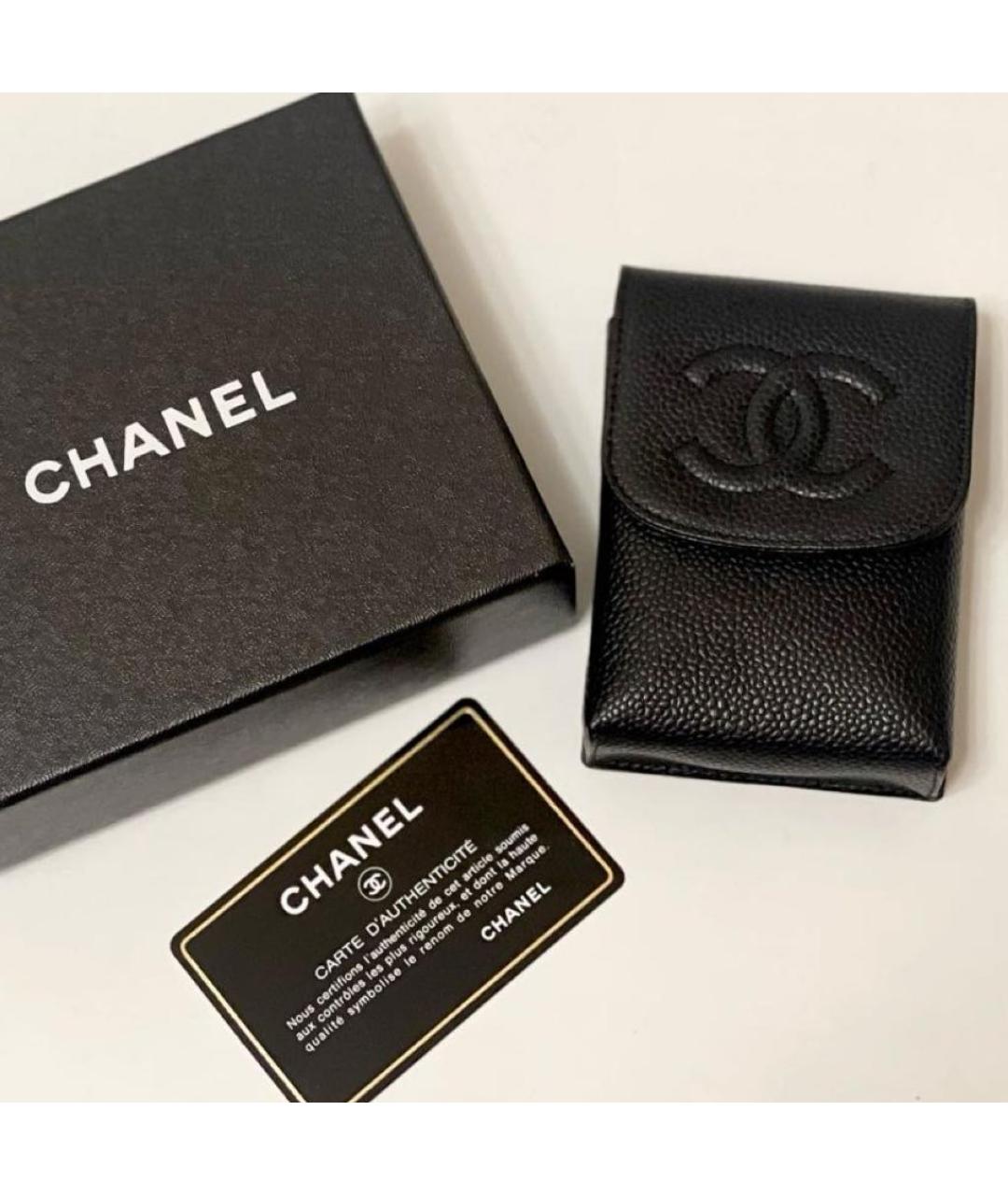CHANEL Черный кожаный кошелек, фото 3