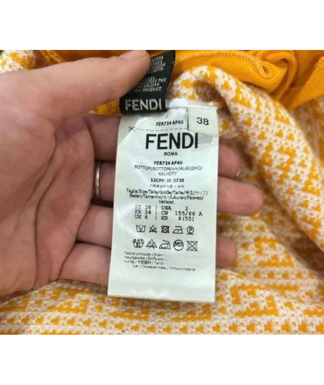 FENDI Горчичный вискозный костюм с брюками, фото 5