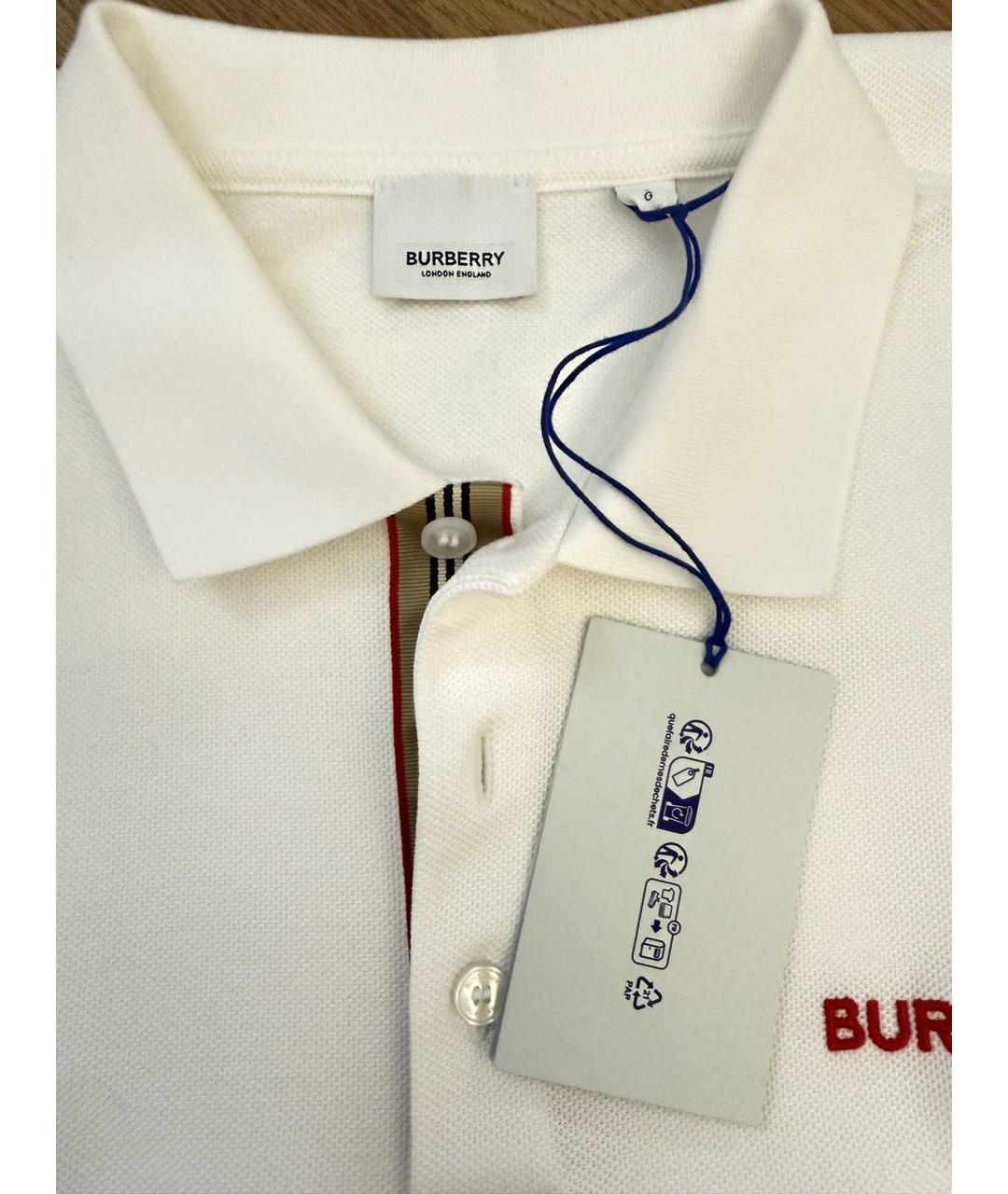 BURBERRY Белая хлопковая футболка, фото 2