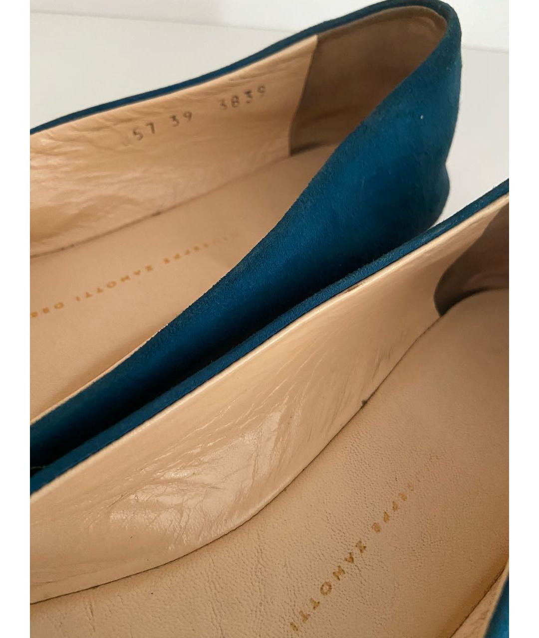 GIUSEPPE ZANOTTI DESIGN Синие замшевые балетки, фото 7