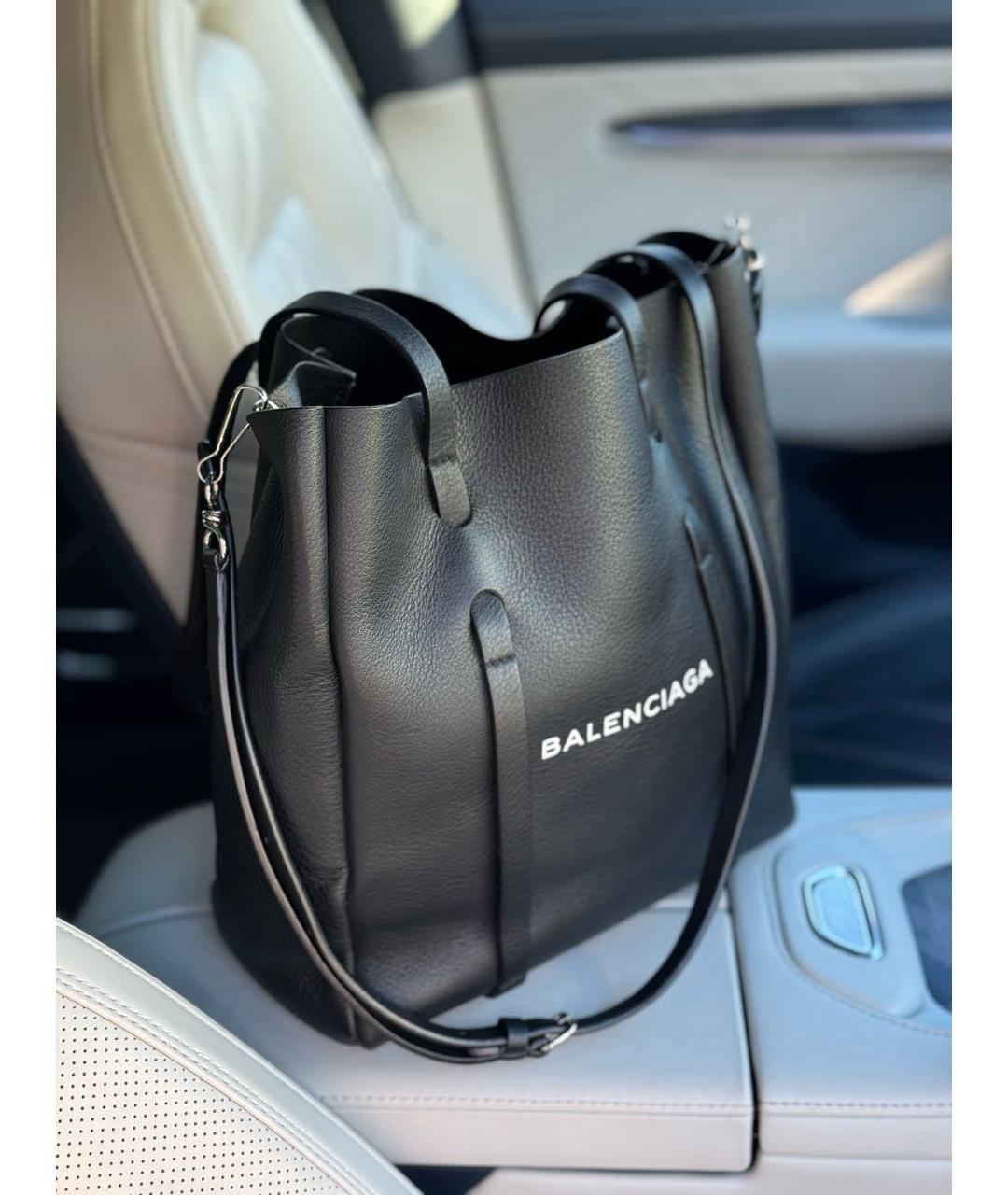 BALENCIAGA Черная кожаная сумка через плечо, фото 2