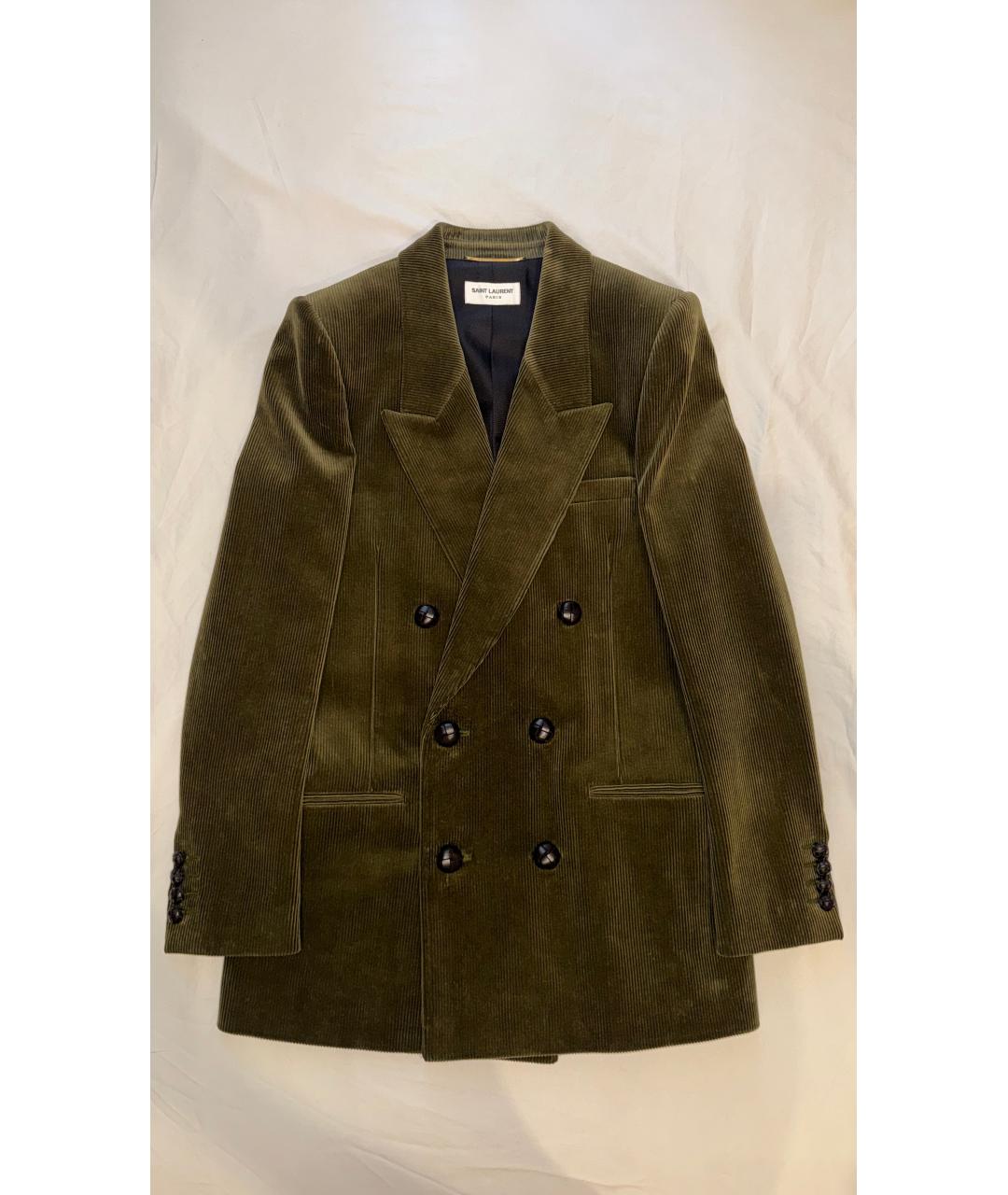 SAINT LAURENT Хаки хлопковый костюм с брюками, фото 10