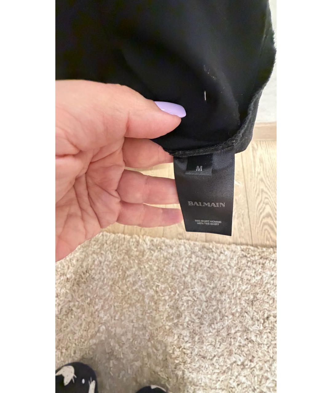 BALMAIN Черная хлопковая футболка, фото 6